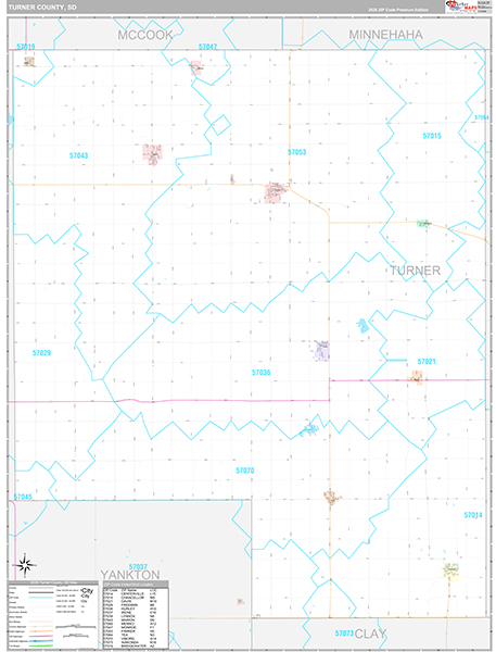 Turner County, SD Carrier Route Wall Map