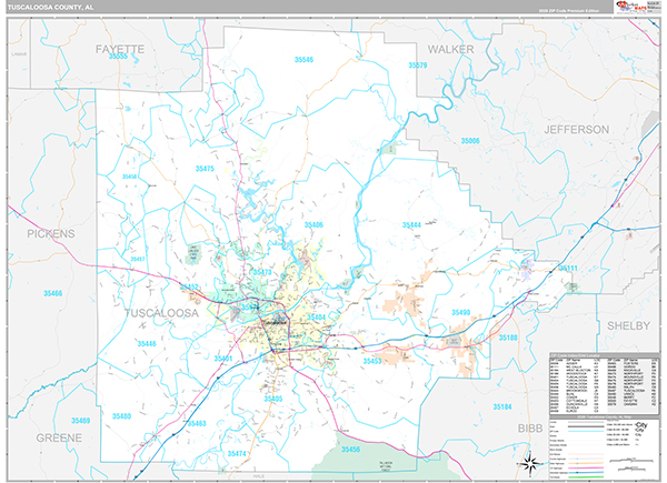Tuscaloosa County, AL Zip Code Map