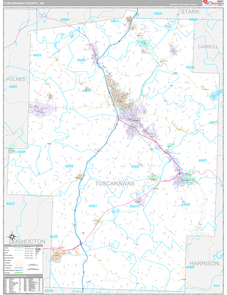 Tuscarawas County, OH Zip Code Map