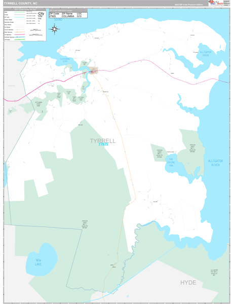Tyrrell County Digital Map Premium Style