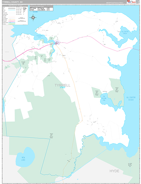 Tyrrell County, NC Wall Map