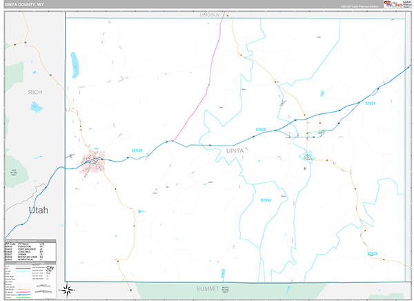 Uinta County, WY Zip Code Map