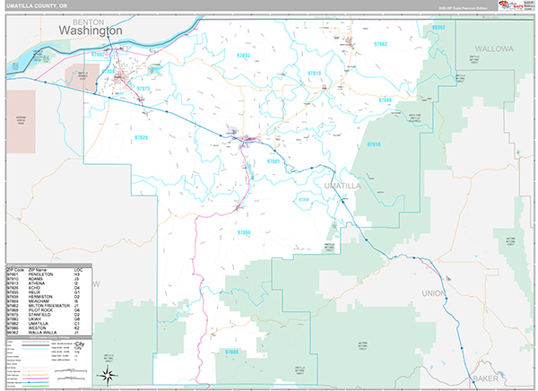Umatilla County, OR Wall Map