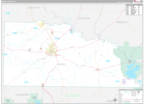 Union County, AR Carrier Route Wall Map