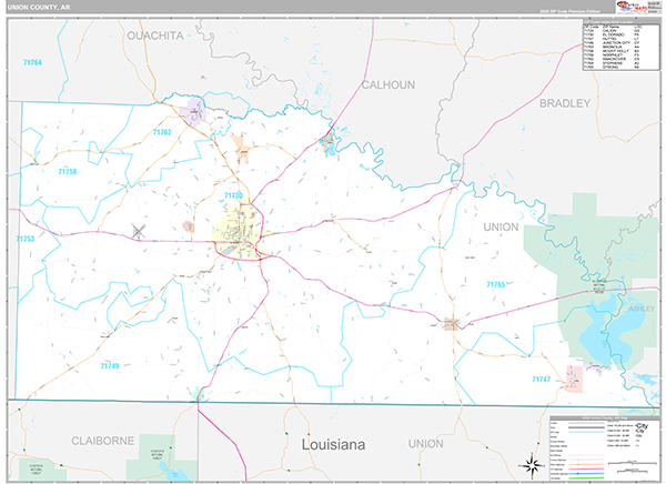 Union County, AR Zip Code Map