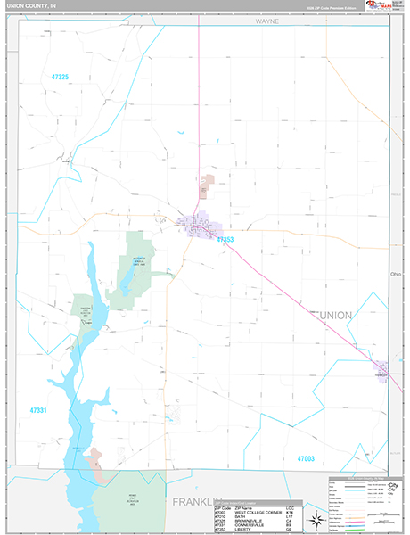 Union County, IN Zip Code Map