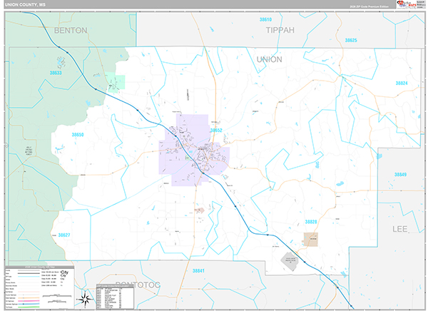 Union County, MS Zip Code Map