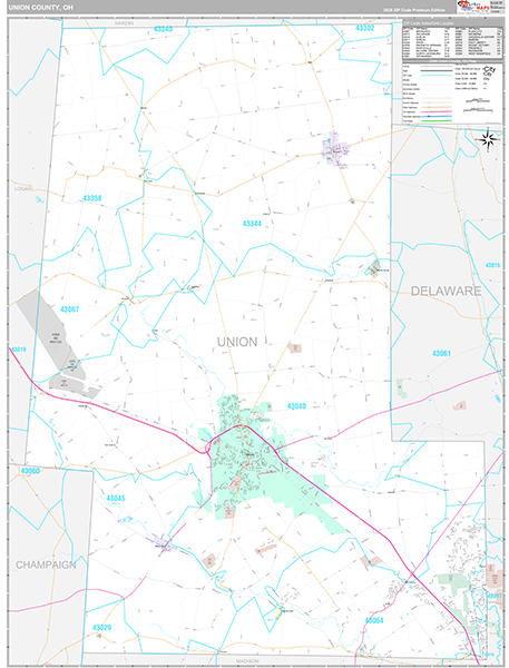 Union County, OH Zip Code Map