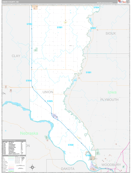 Union County, SD Wall Map Premium Style