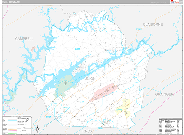 Union County, TN Zip Code Map