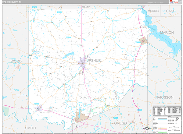 Upshur County, TX Zip Code Map