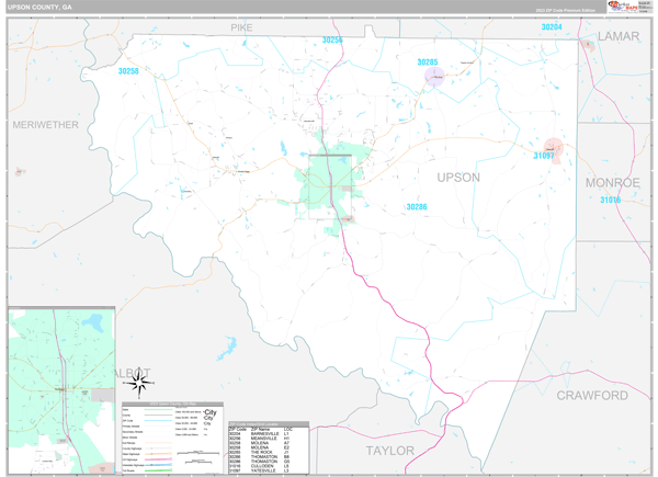 Upson County, GA Wall Map