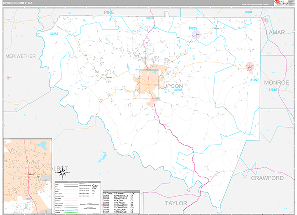 Upson County, GA Zip Code Map