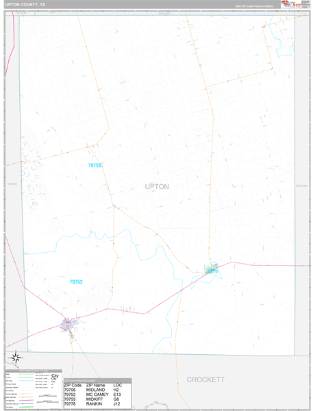 Upton County, TX Wall Map Premium Style