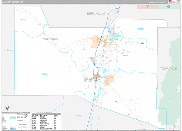 Valencia County, NM Wall Map