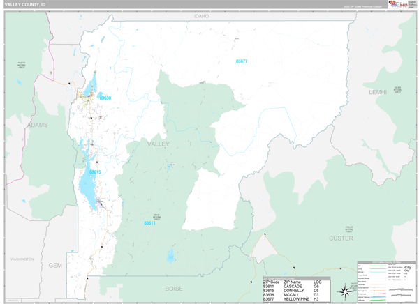 Valley County, ID Wall Map