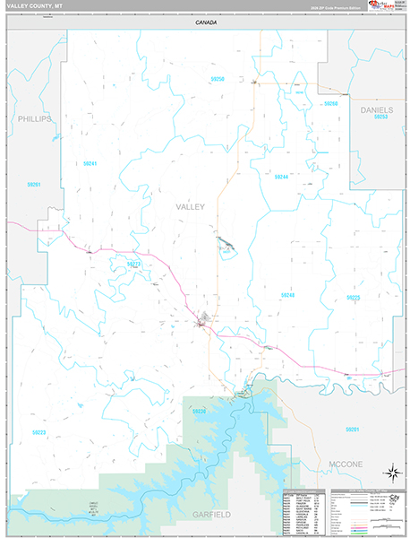 Valley County, MT Carrier Route Wall Map