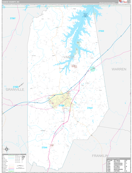 Vance County, NC Wall Map Premium Style by MarketMAPS - MapSales