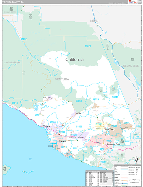 Ventura County, CA Map Premium Style