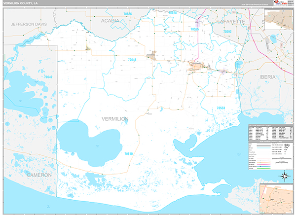 Vermilion County, LA Wall Map