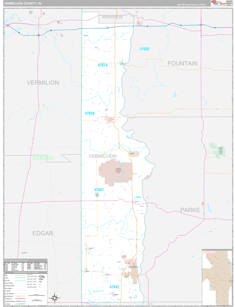 Vermillion County, IN Map Premium Style
