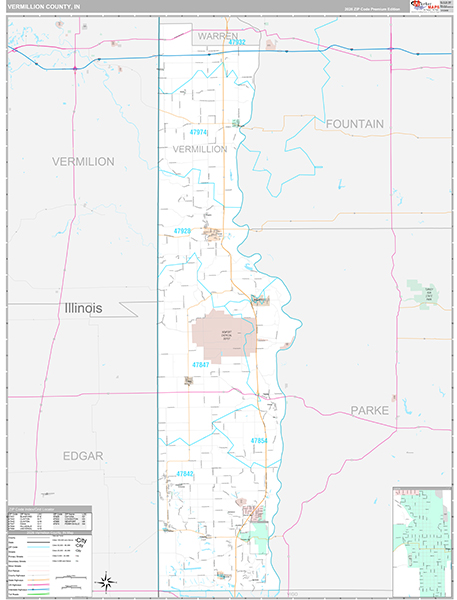 Vermillion County, IN Zip Code Map