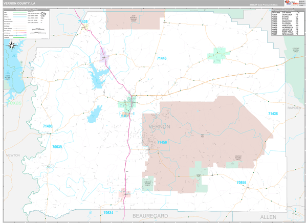 Vernon Parish (County), LA Wall Map