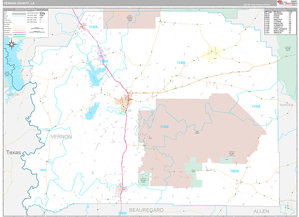 Vernon County, LA Wall Map