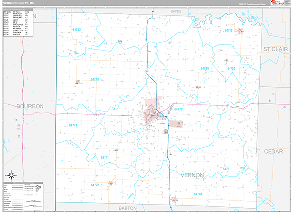 Vernon County, MO Wall Map
