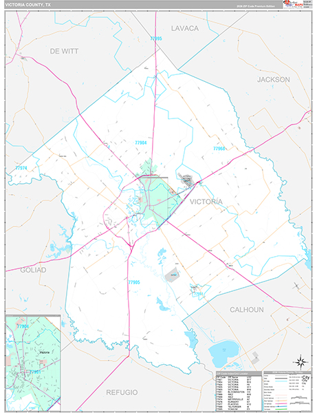 Victoria County, TX Zip Code Map