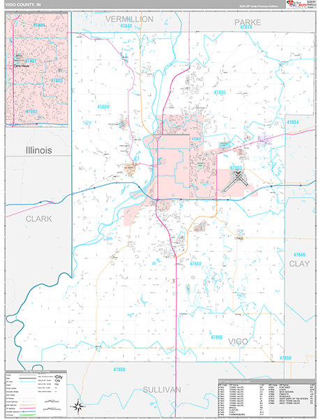Vigo County, IN Zip Code Map