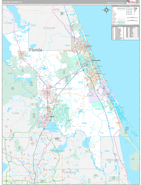 Volusia County, FL Wall Map