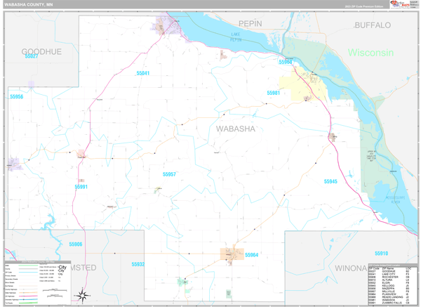 Wabasha County, MN Wall Map