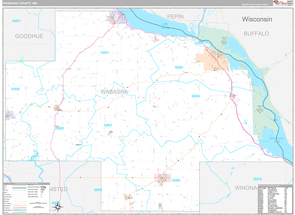 Wabasha County, MN Wall Map