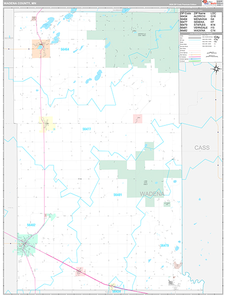 Wadena County, MN Wall Map
