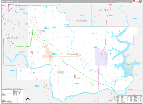 Wagoner County, OK Carrier Route Wall Map