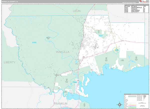 Wakulla County, FL Wall Map