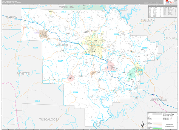 Walker County, AL Zip Code Map