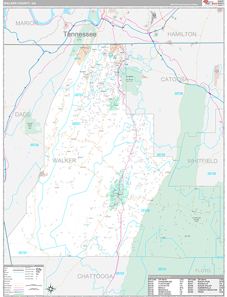 Walker County, GA Zip Code Map