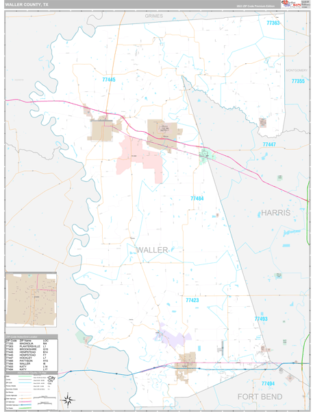 Waller County, TX Wall Map