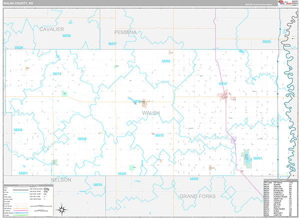 Walsh County, ND Wall Map