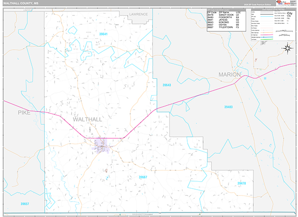 Walthall County, MS Zip Code Map