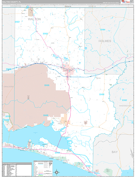 Walton County, FL Wall Map