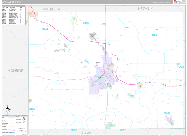 Wapello County, IA Carrier Route Wall Map