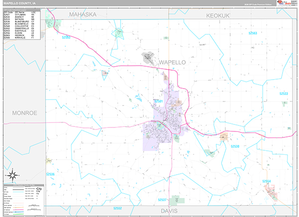 Wapello County, IA Wall Map
