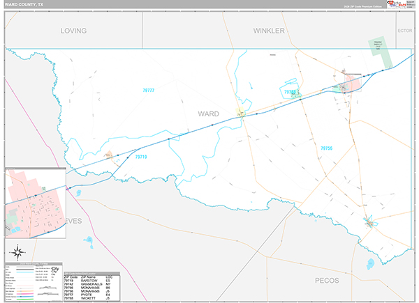 Ward County, TX Zip Code Map
