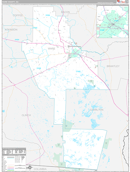 Ware County, GA Zip Code Map