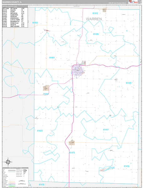 Warren County, IL Zip Code Map