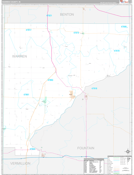 Warren County, IN Map Premium Style