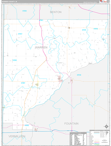 Warren County, IN Zip Code Map